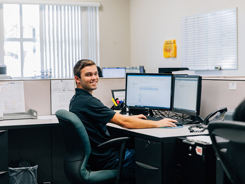 customer service representative working on computer