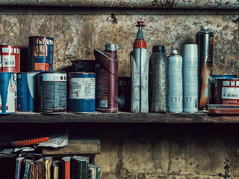 do not pack paint cans