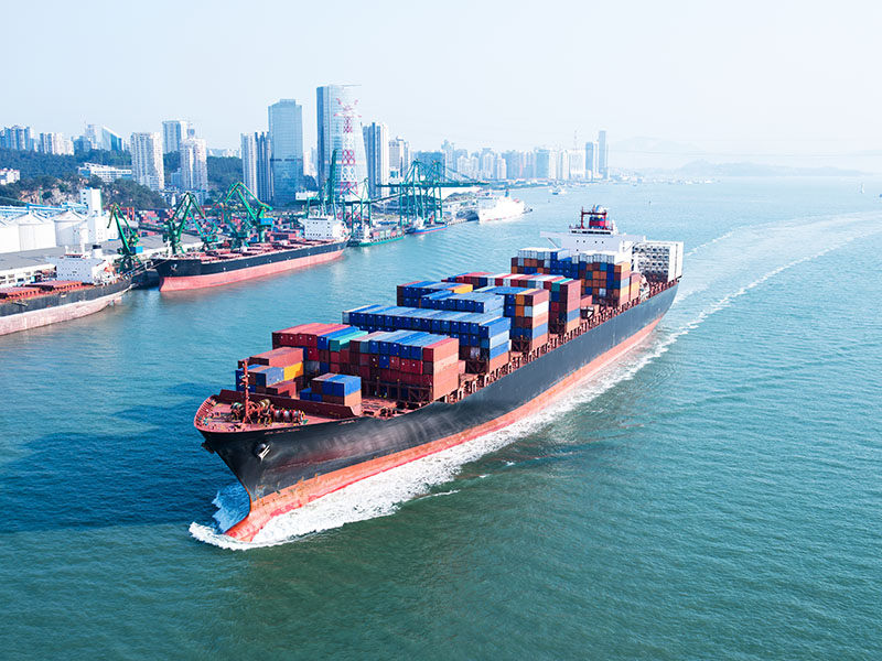 Cargo ship with crates