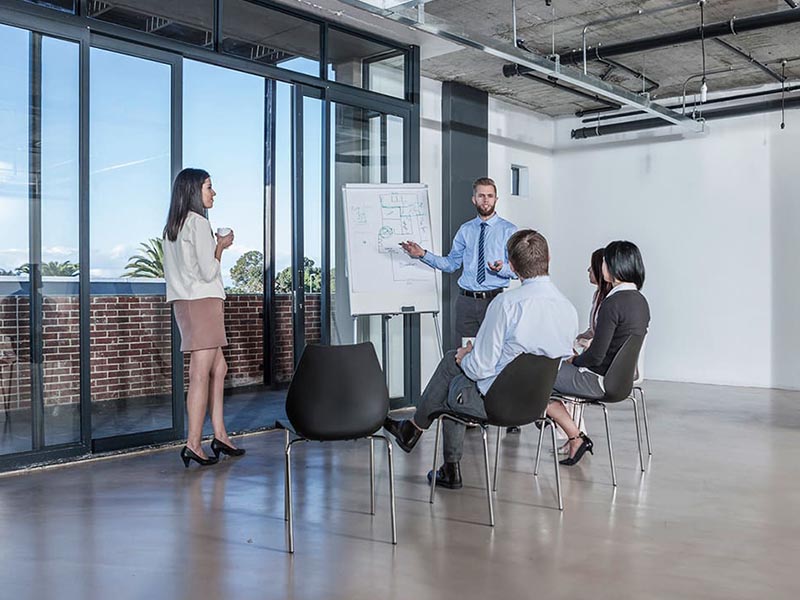 group discussing office move planning