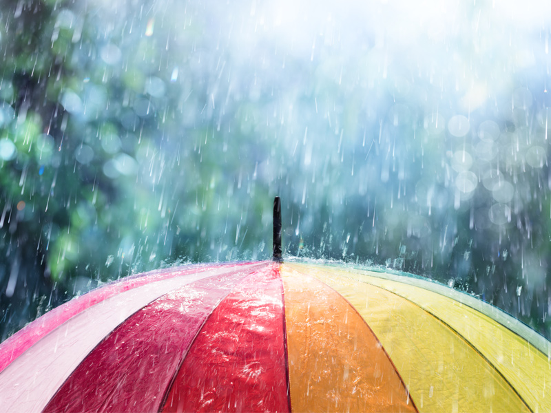 rain falling on umbrella