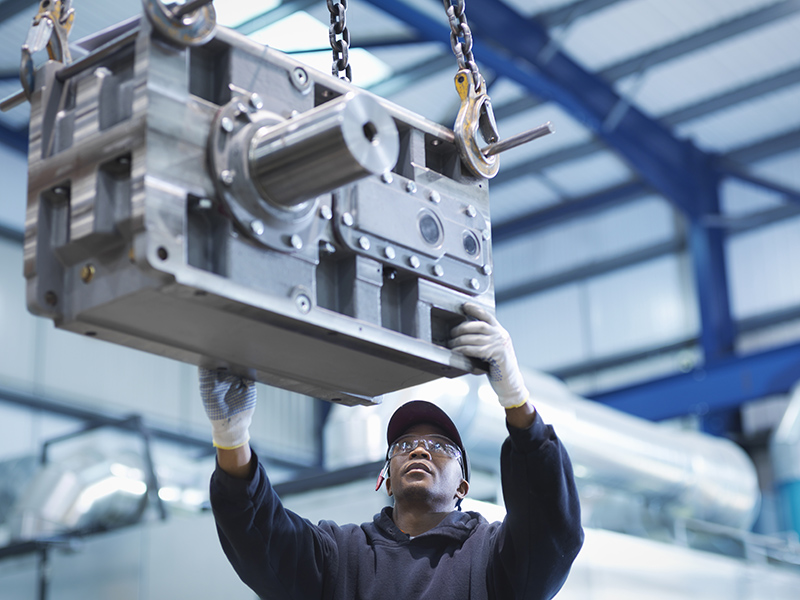 Warehouse worker in industrial plant